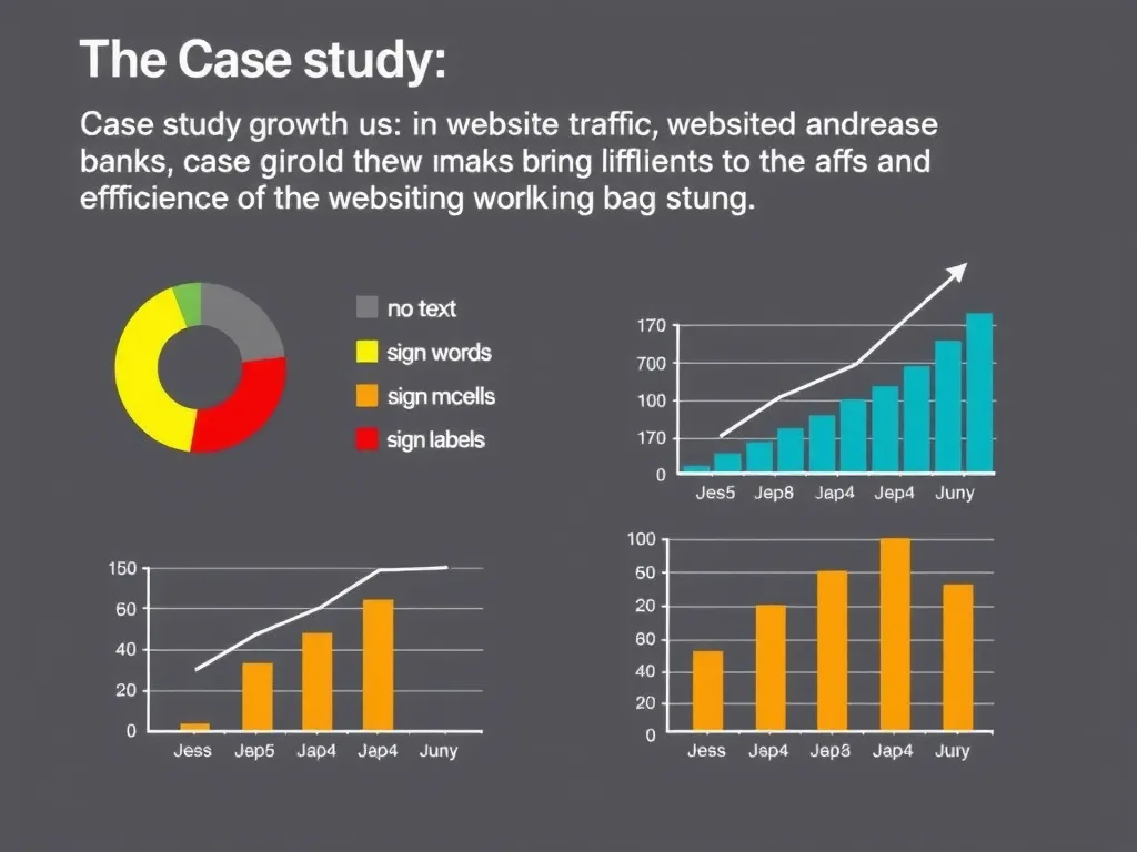 Case study showing significant growth in website traffic, graphs and charts illustrating increased website visits and efficiency Case study showing significant growth in website traffic, graphs and charts illustrating increased website visits and efficiency
